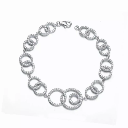 Collette Z Sterling Silver Clear Multi Circle Link Bracelet