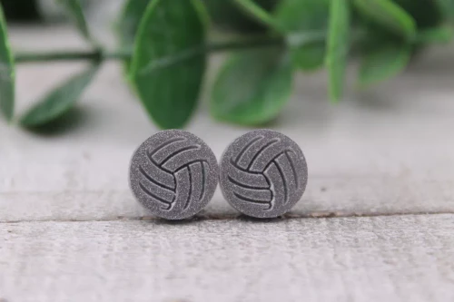 Glitter Volleyballs || Stud Earrings || Hypoallergenic