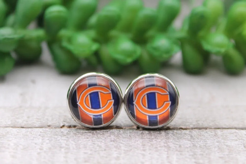 Bears Football 7 || Glass Stud Earrings || Hypoallergenic