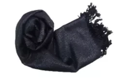 Solid Color Metallic Pashmina Black