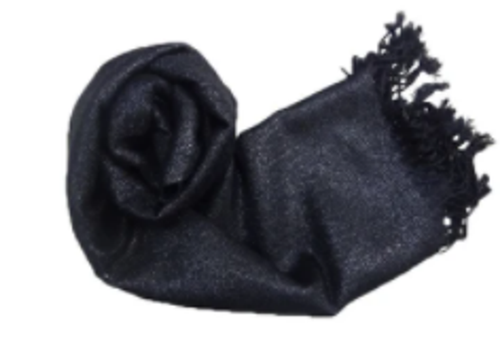Solid Color Metallic Pashmina Black
