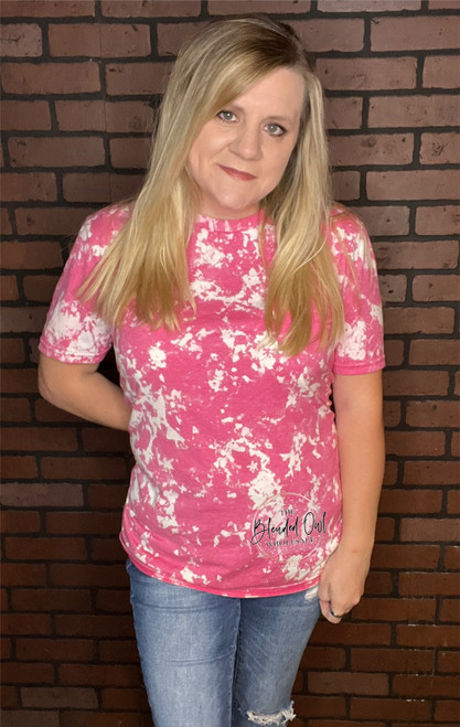 Pink Acid Wash Bleached Blank Tee