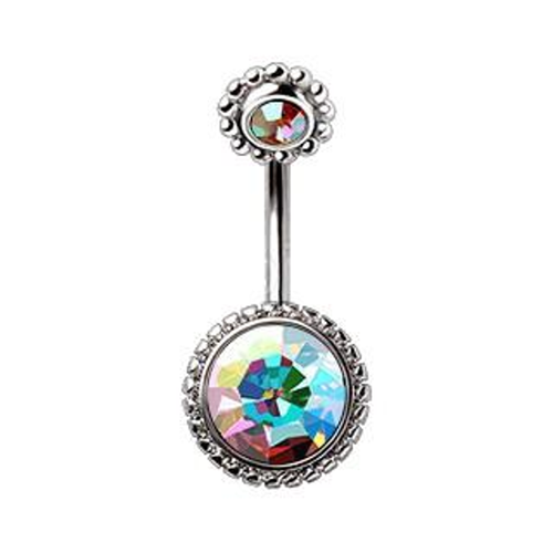 316L Stainless Steel Fancy Aurora Borealis Navel Ring