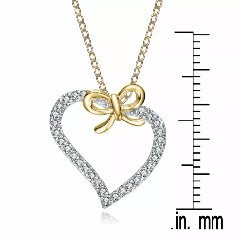 Collette Z Gold-plated Sterling Silver Cubic Zirconia Heart and Bowtie Necklace