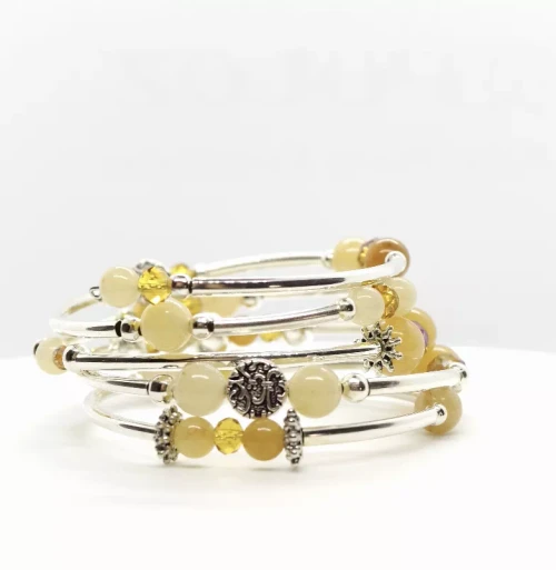 Wrap Bracelets-Monica In Butterscotch And Topaz