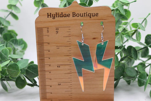 Holographic Lightning Bolts || Acrylic Dangle Earrings || Hypoallergenic