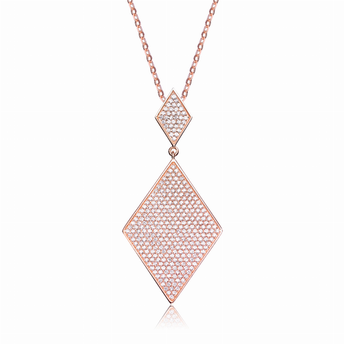 Collette Z Rose-plated Sterling Silver Cubic Zirconia Diamond-shape Necklace