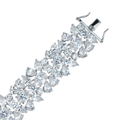 Collette Z Sterling Silver Cubic Zirconia Elegant Cuff Bracelet