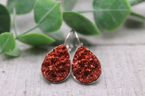 Sparkle Rust Druzy French Lever Earrings