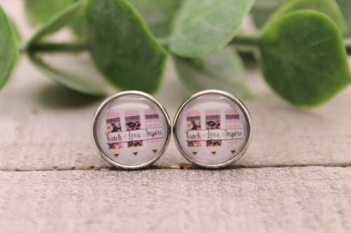 Teach Love Inspire  Glass Stud Earrings