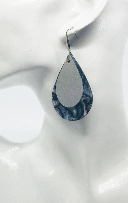 Leather and Faux Leather Layered Earrings 