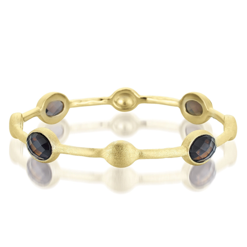 Collette Z Sterling Silver Gold Overlay and Genuine Smoky Quartz Circle Bracelet