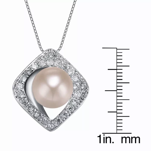 Collette Z Sterling Silver Faux Pearl and Cubic Zirconia Necklace