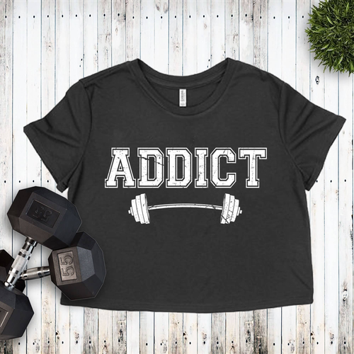Gym Addict Funny Gym Cropped Tee