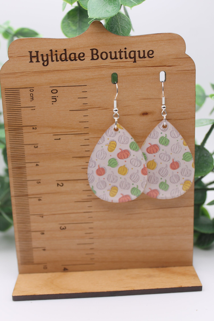 Colorful Pumpkins || Teardrop Acrylic Dangle Earrings || Hypoallergenic