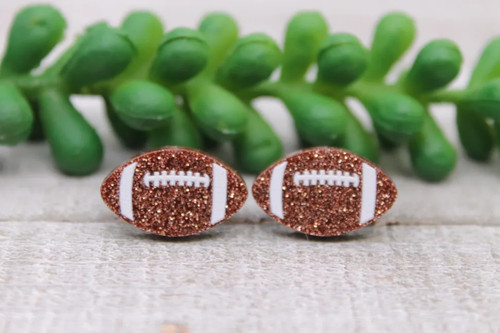 Glitter Footballs || Stud Earrings || Hypoallergenic