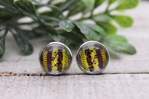 Softball Brushstrokes Stud Earrings