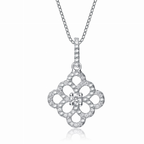 Collette Z Sterling Silver Cubic Zirconia Diamond Shape Fancy Necklace