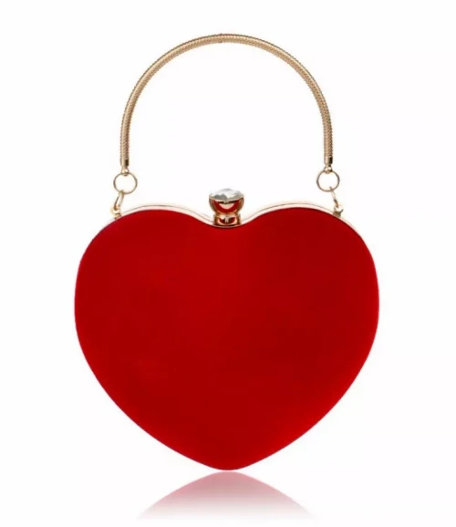 Velvet heart shaped evening clutch bags