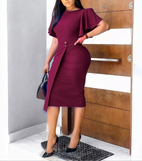 Bodycon Elegant Ruffles Dress