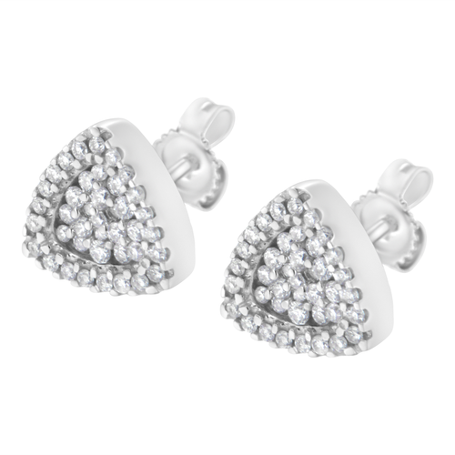 14 Karat White Gold 1/2  Carat Total Diamond Weight Trillion Shaped Diamond Stud Earrings 