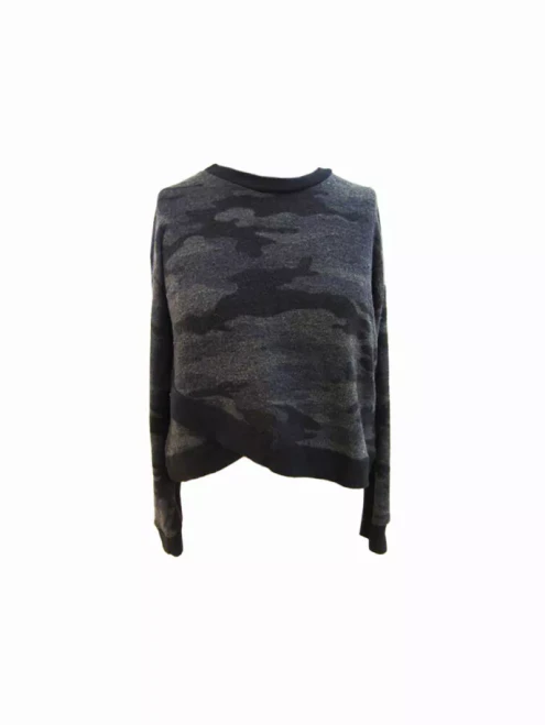 Black Camo Top ft Cross Cut Hem