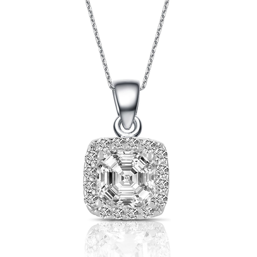 Collette Z Sterling Silver Cubic Zirconia Square Necklace