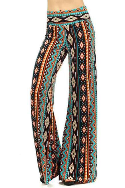 High Waist Aztec Printed Palazzo Pants Multi