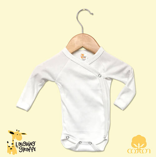 The Laughing Giraffe Baby Kimono Onesies With Fold Over Mittens