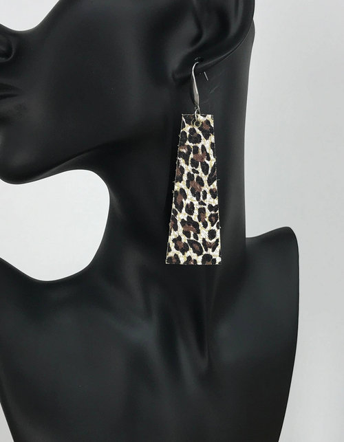 Baby Cheetah Print Leather Dangle Earrings