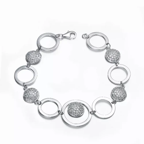 Collette Z Sterling Silver Cubic Zirconia Bracelet With Connecting Circles