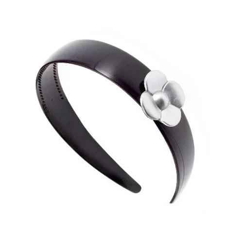 Painted Silver Rose & Black Headband
