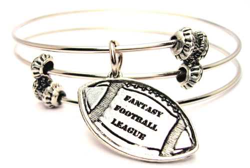 Fantasy Football League Triple Style Bangle Bracelet