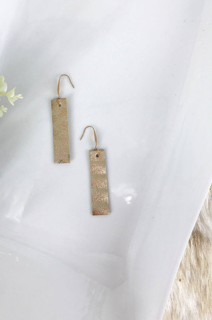 Gold Genuine Snake Leather Earrings 
