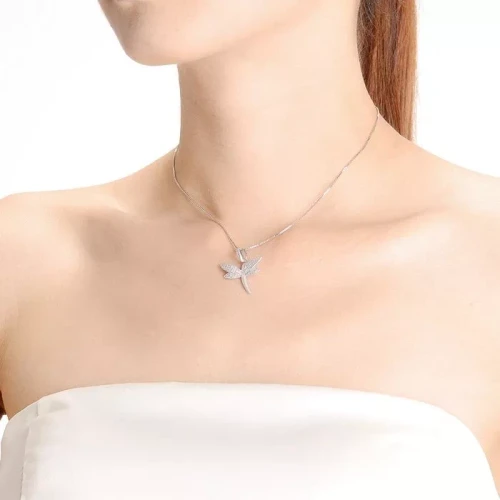 Collette Z Sterling Silver Cubic Zirconia Dragonfly Necklace
