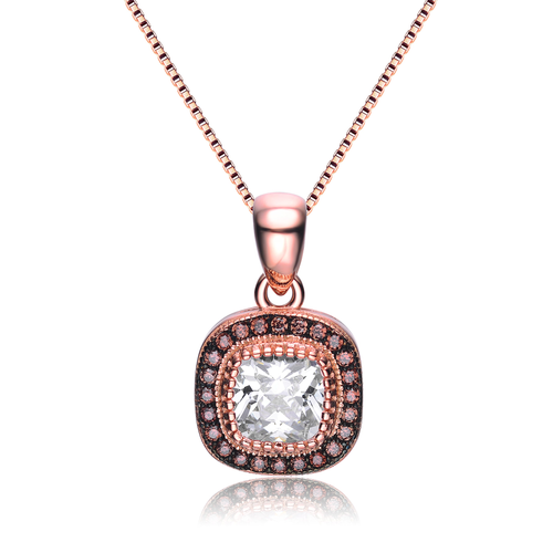 Collette Z Rose Gold Overlay Cubic Zirconia Antique Necklace