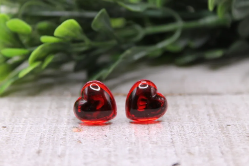 Red Bubble Jelly Heart Stud Earrings