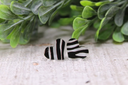 Zebra Heart Stud Earrings