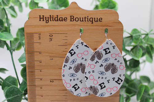 Optometrist || Teardrop Faux Leather Earrings || Hypoallergenic
