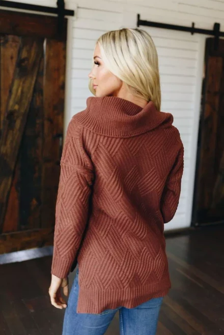 Charming Cowl Neck Knit Sweater
