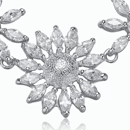 Collette Z Sterling Silver Cubic Zirconia Flower Burst Necklace