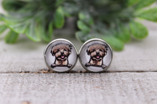 Doodle || Dog Breed || 12mm Glass Stud Earrings