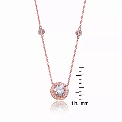 Collette Z Rose-plated Sterling Silver Cubic Zirconia Round Necklace