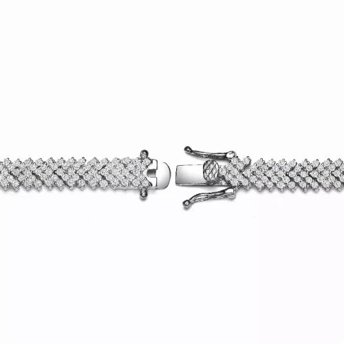 Collette Z Sterling Silver with Rhodium Plated Clear Round Cubic Zirconia Cluster Arrow Head Style Tennis Bracelet