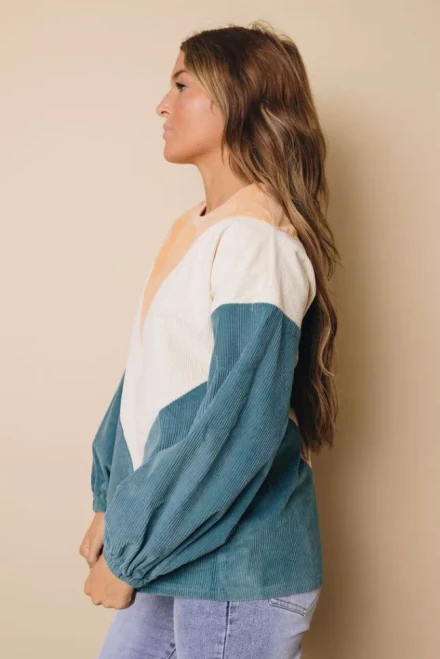 Suki Balloon Sleeve Corduroy Sweatshirt