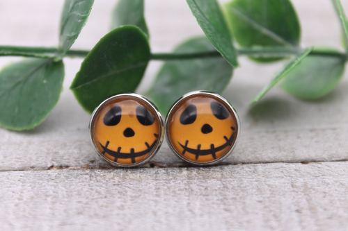 Scarecrow Face || Glass Stud Earrings || Hypoallergenic