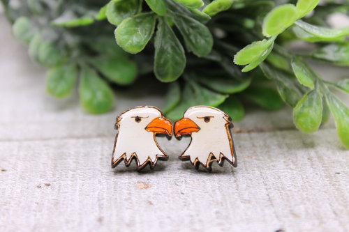 Bald Eagles || Wood Stud Earrings