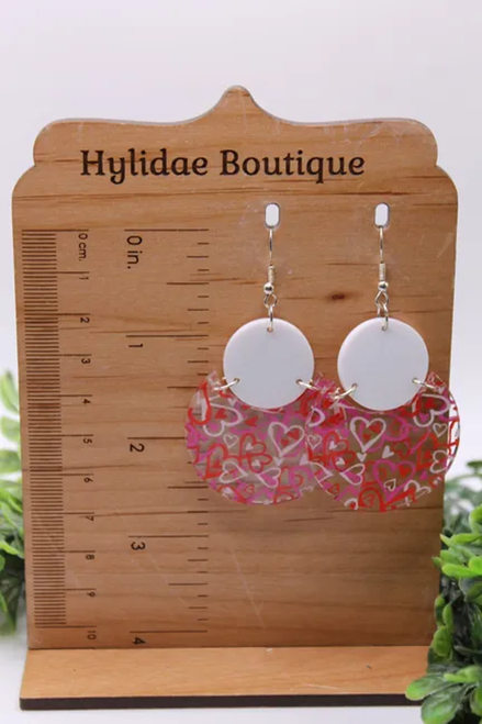 Doodle Hearts - Circle || Drop Earrings