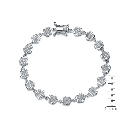 Collette Z Sterling Silver Cubic Zirconia Pave-set Flower Bracelet