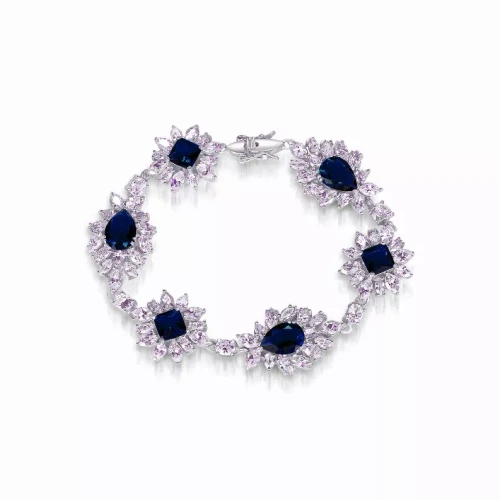 Collette Z Sterling Silver Blue and White Cubic Zirconia Dazzling Bracelet